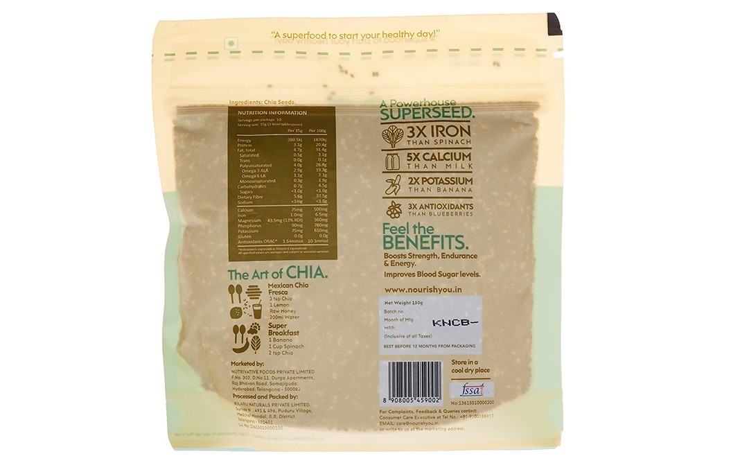 Nourish You Black Chia Seeds    Pack  150 grams